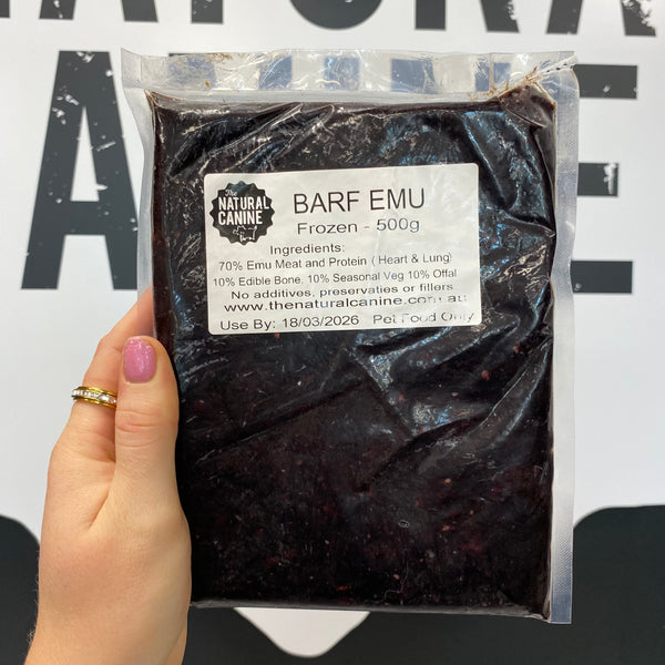 BARF Emu Meal - 500G - Frozen, (Very Dark in Colour)