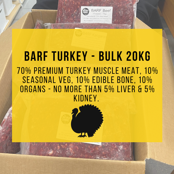 Bulk - BARF Turkey - 20kg - FROZEN