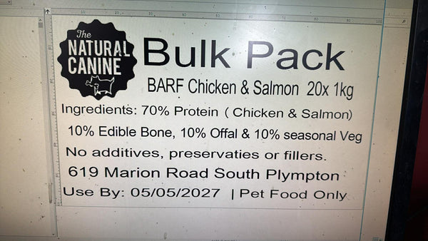 Bulk - Barf Chicken and Wild Caught Salmon - 20kg - FROZEN