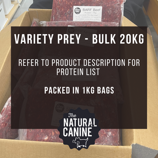 Bulk - Prey Variety Box - 20kg - FROZEN Chicken, Turkey, Beef & Goat