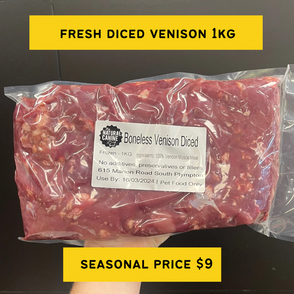 FRESH BONELESS DICED VENISON - 1KG